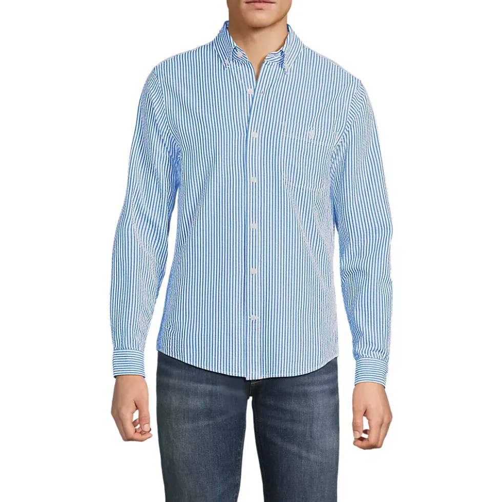 Men's Long Sleeve Seersucker Shirt