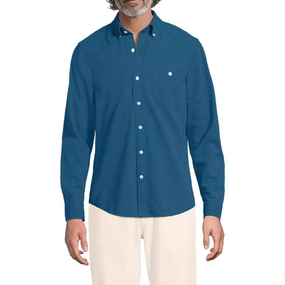 Men's Long Sleeve Seersucker Shirt