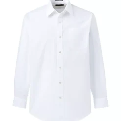 Men's Long Sleeve Straight Collar Broadcloth Dress Shirt