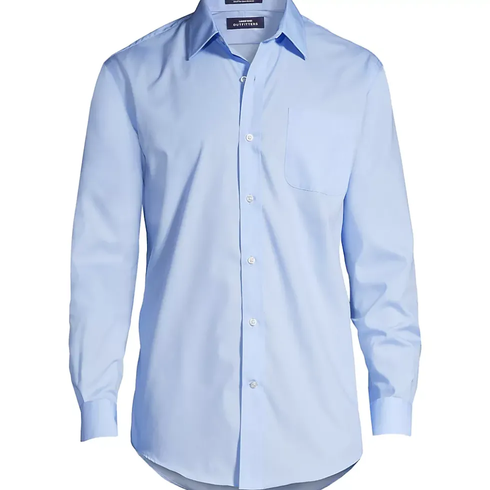 Men's Long Sleeve Straight Collar Broadcloth Dress Shirt