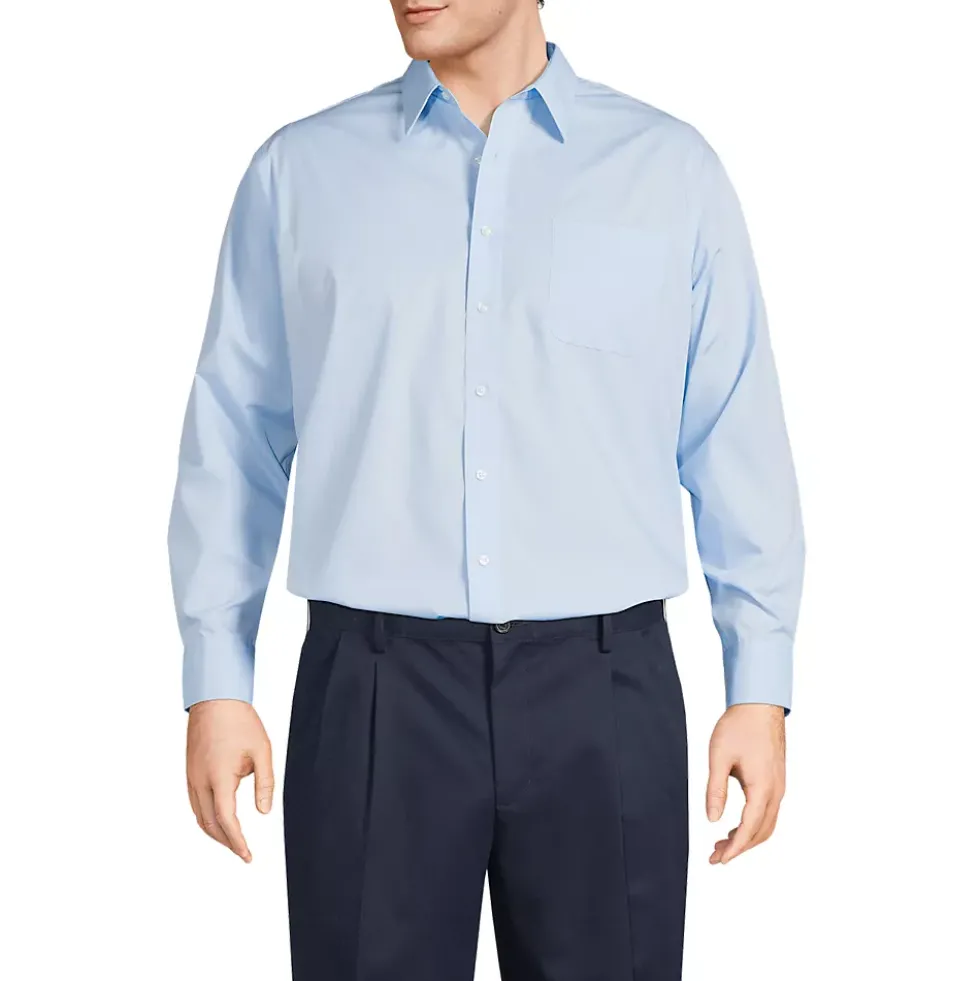 Men's Long Sleeve Straight Collar Broadcloth Dress Shirt