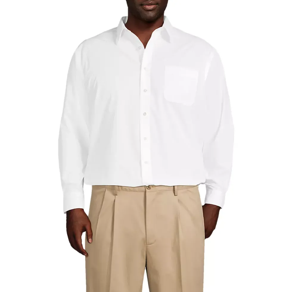 Men's Long Sleeve Straight Collar Broadcloth Dress Shirt