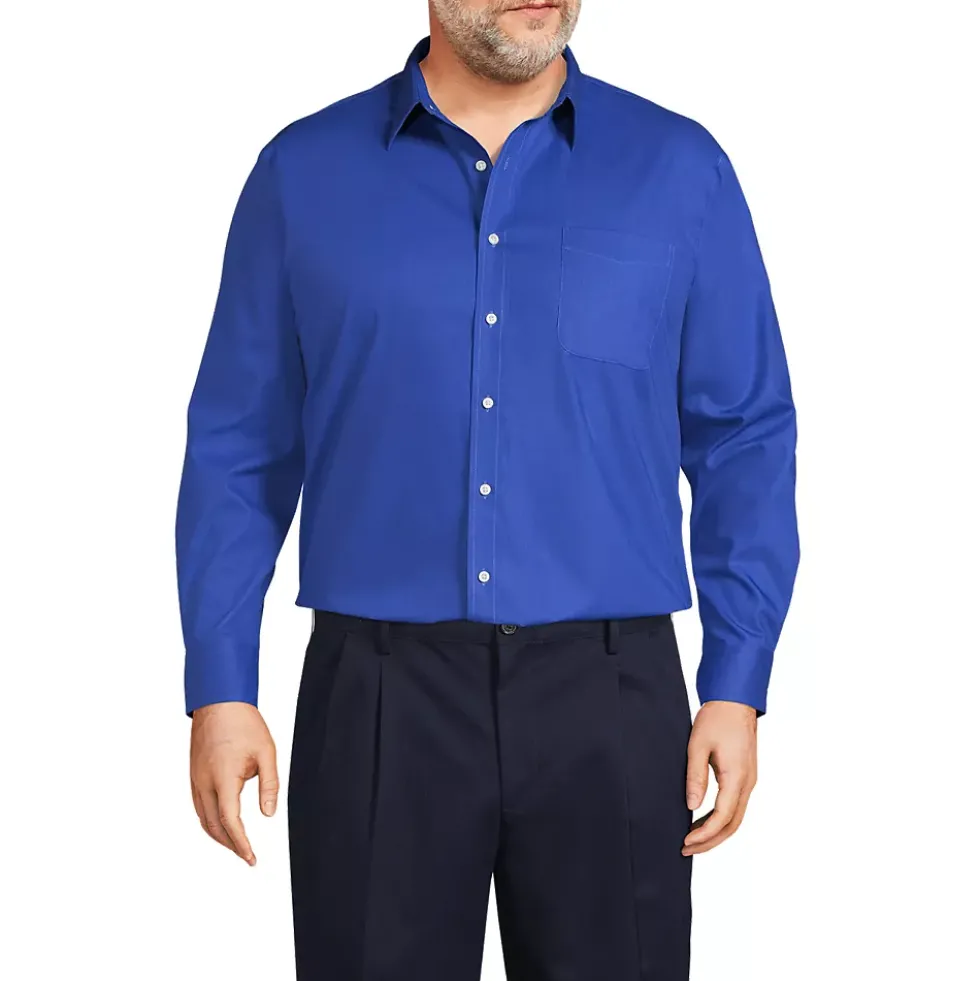 Men's Long Sleeve Straight Collar Broadcloth Dress Shirt