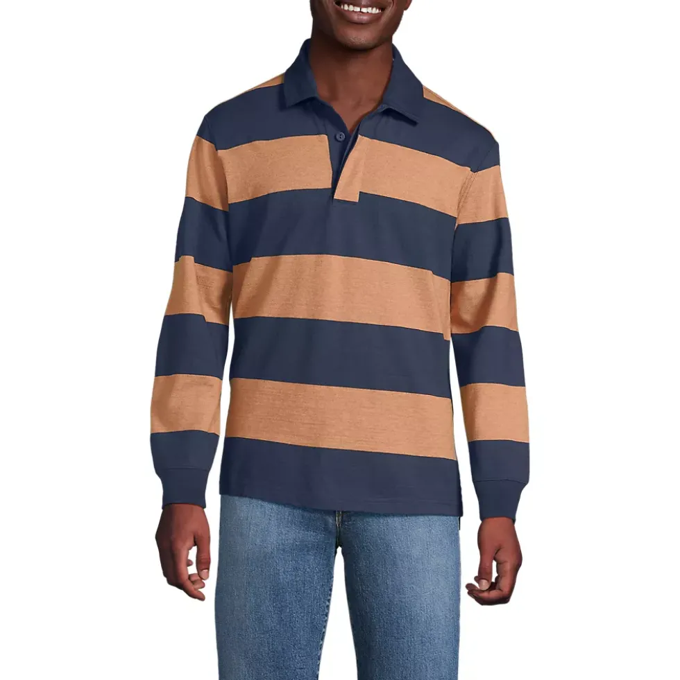 Men's Long Sleeve Stripe Rugby Shirt