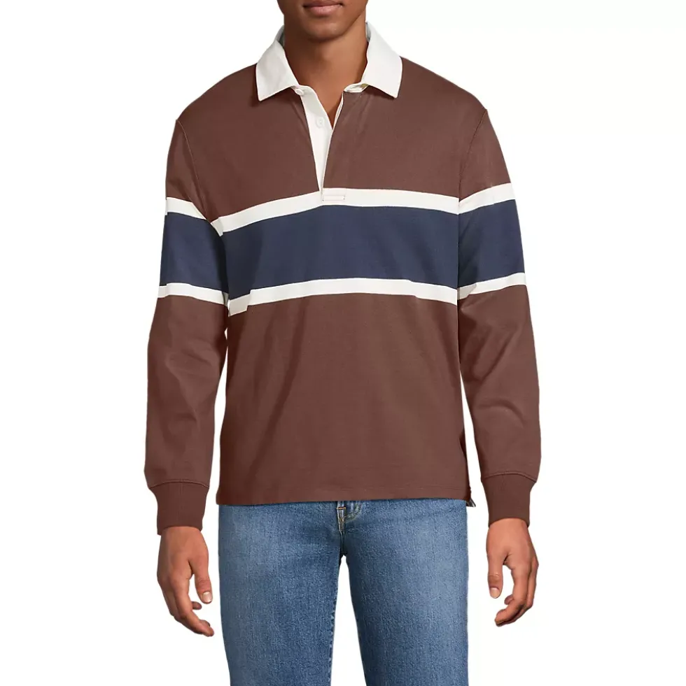 Men's Long Sleeve Stripe Rugby Shirt