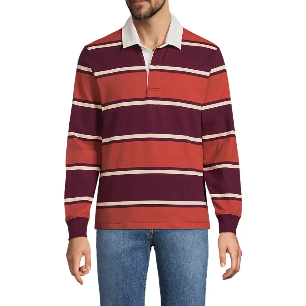 Men's Long Sleeve Stripe Rugby Shirt
