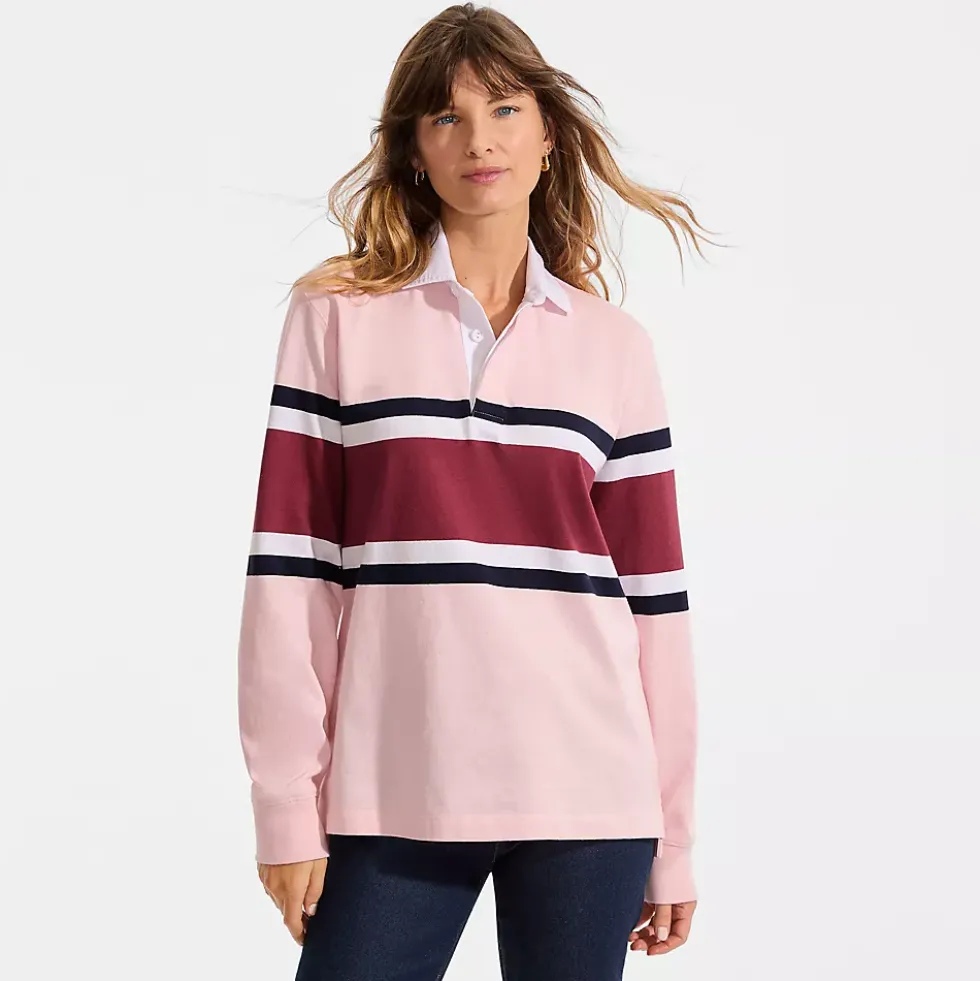 Men's Long Sleeve Stripe Rugby Shirt