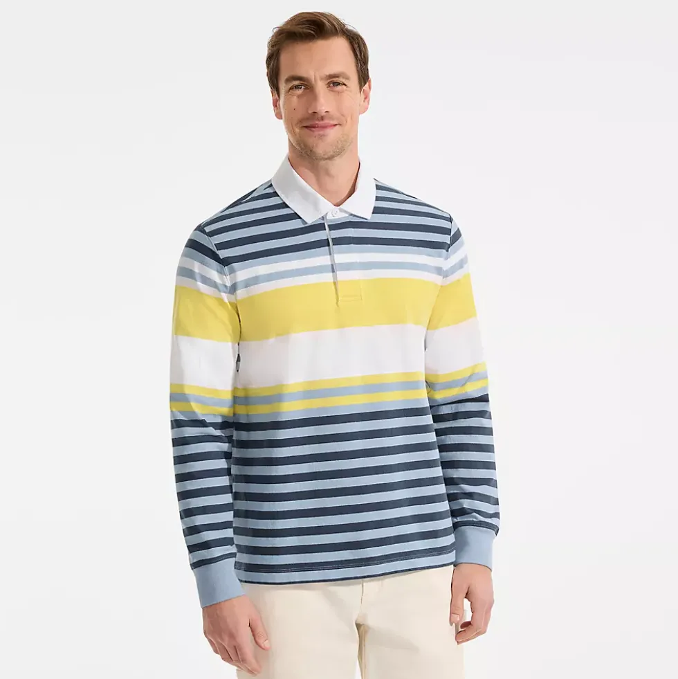 Men's Long Sleeve Stripe Rugby Shirt