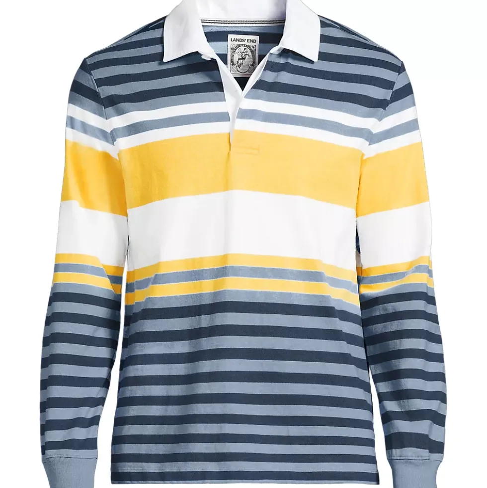 Men's Long Sleeve Stripe Rugby Shirt