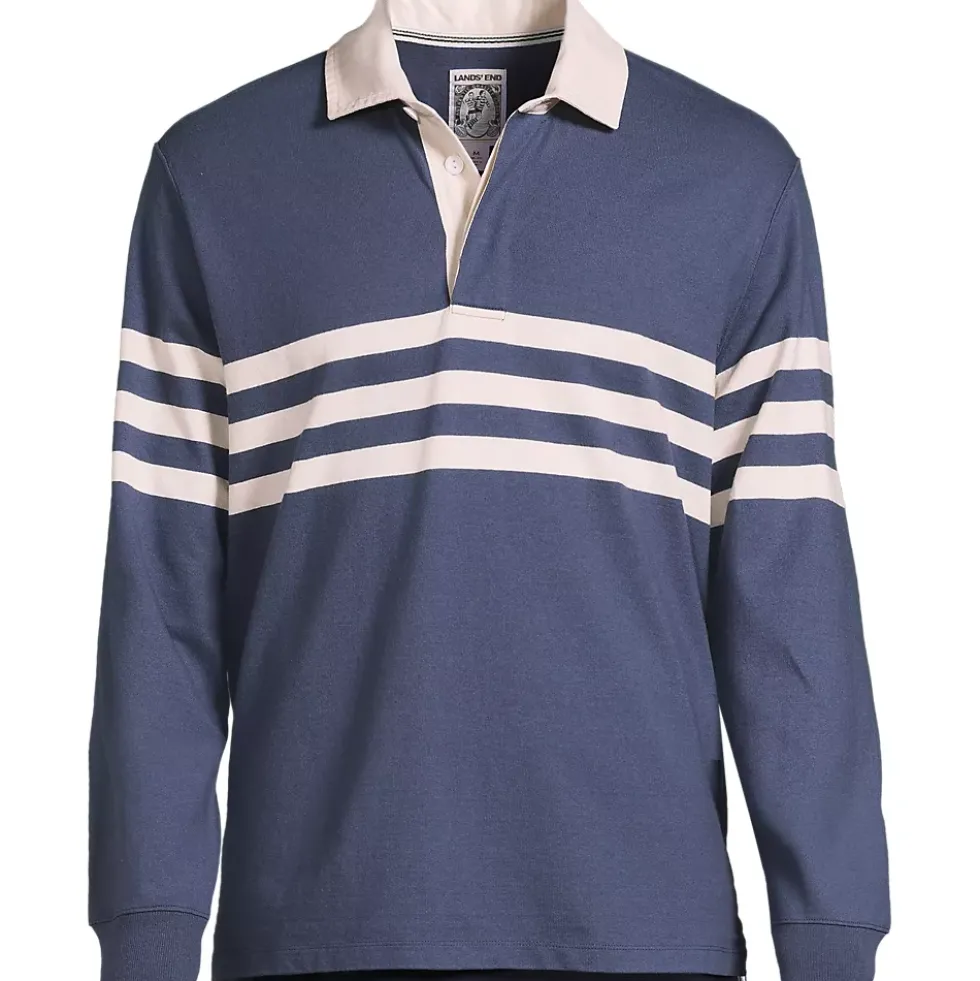 Men's Long Sleeve Stripe Rugby Shirt