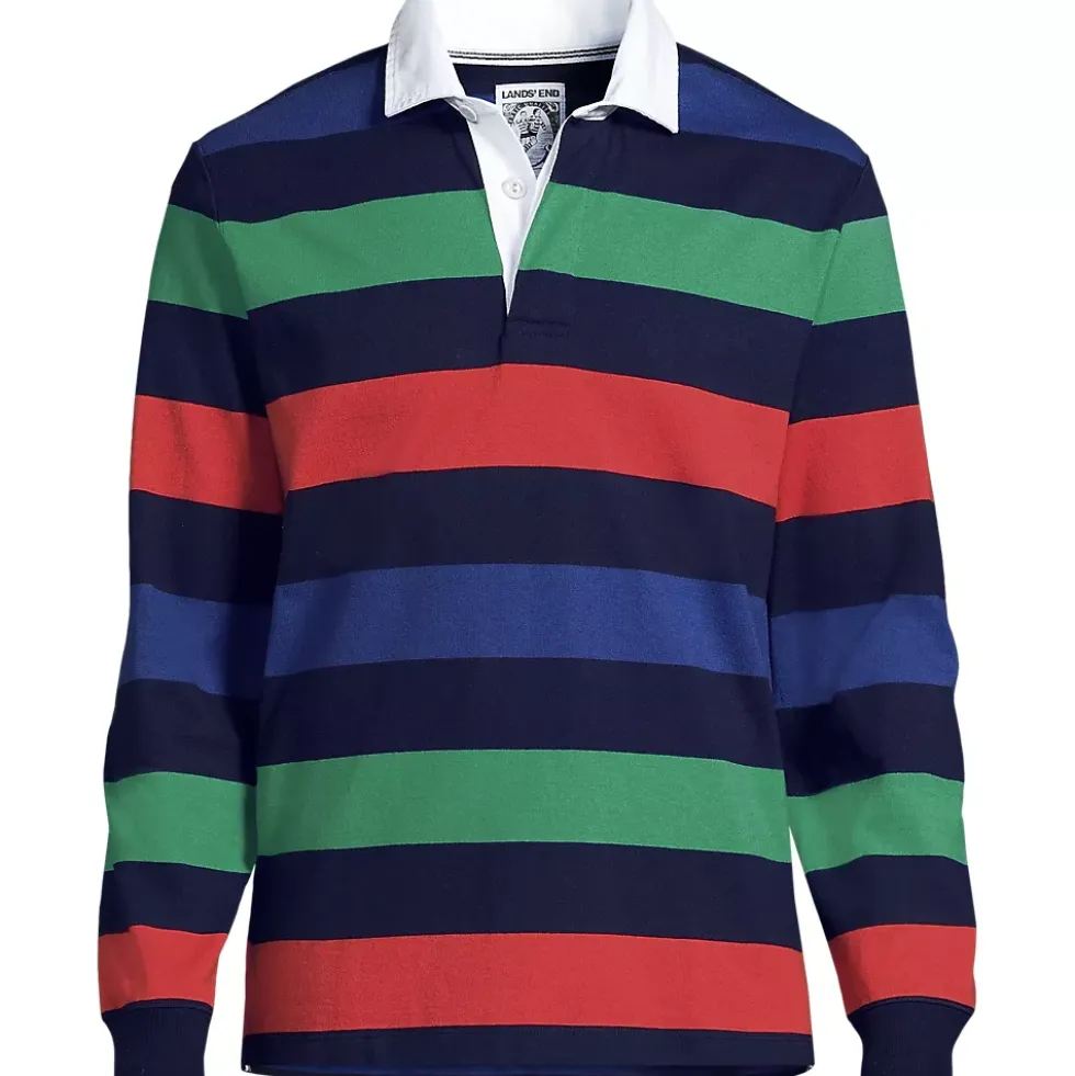 Men's Long Sleeve Stripe Rugby Shirt