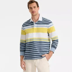Men's Long Sleeve Stripe Rugby Shirt