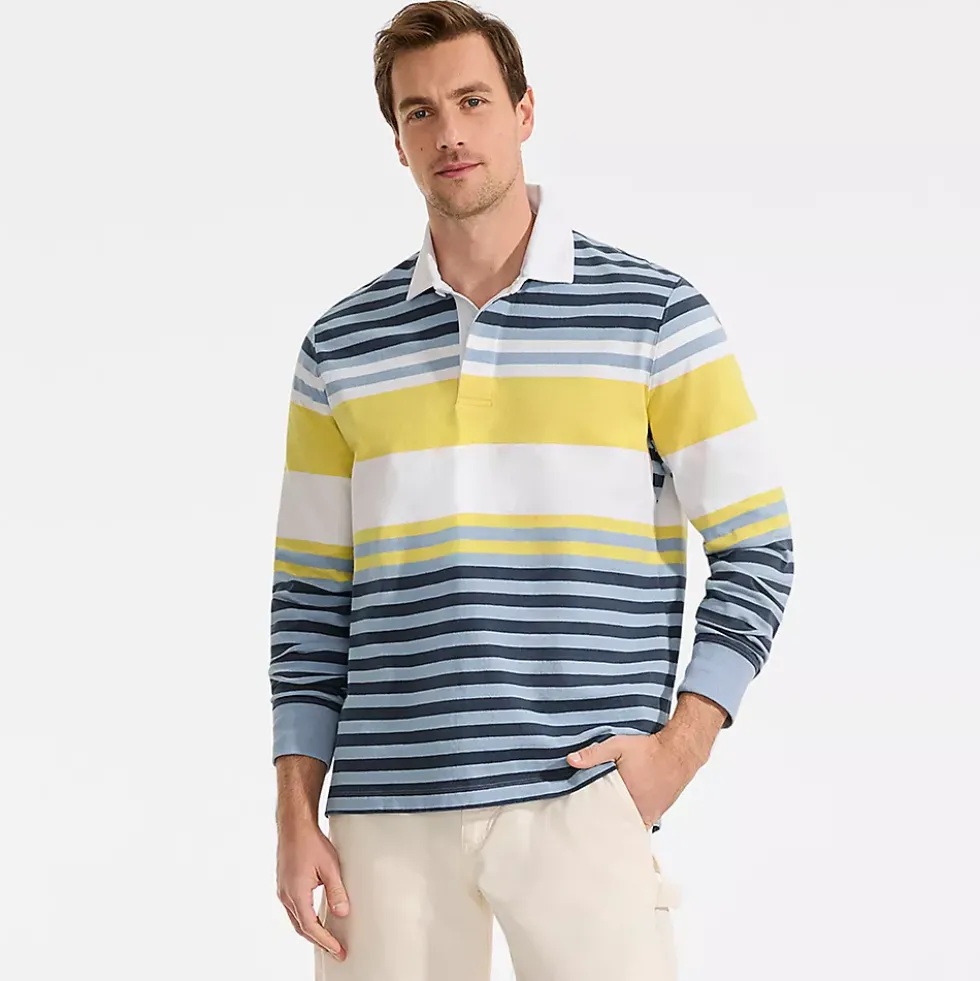 Men's Long Sleeve Stripe Rugby Shirt