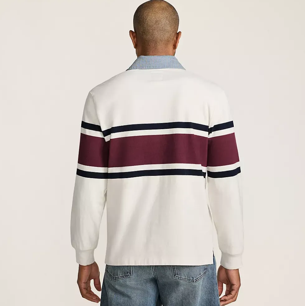 Men's Long Sleeve Stripe Rugby Shirt