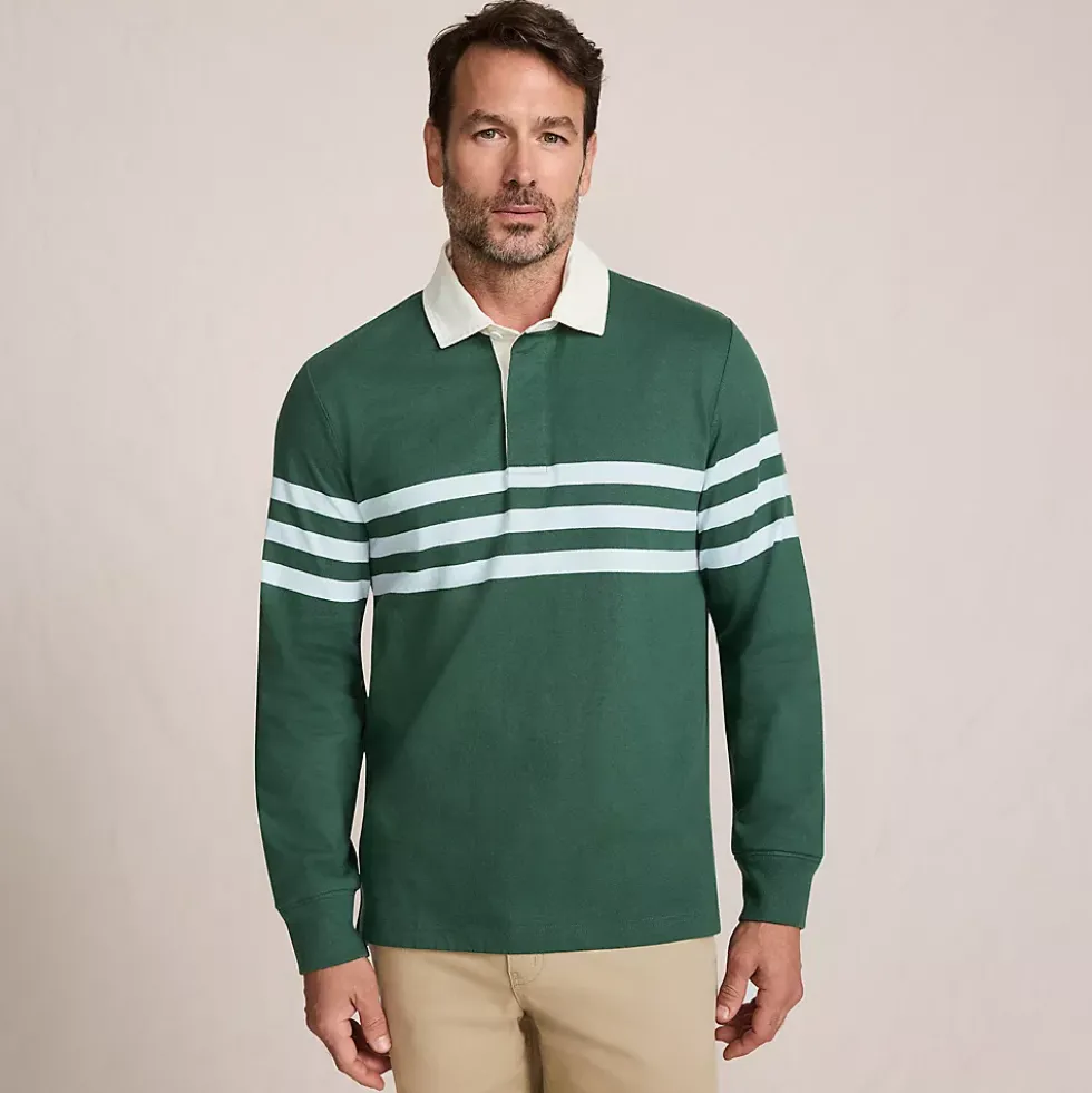Men's Long Sleeve Stripe Rugby Shirt