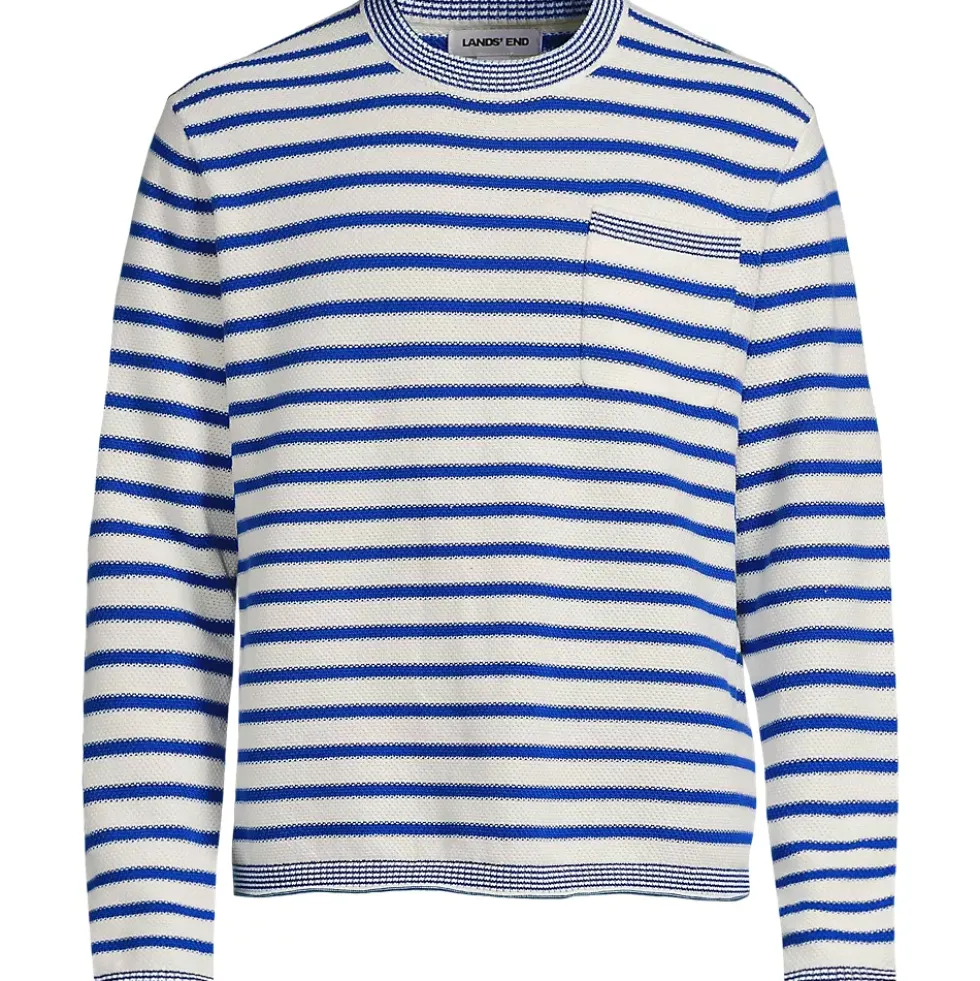 Men's Long Sleeve Textured Cotton Crewneck Sweater