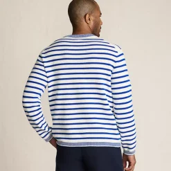 Men's Long Sleeve Textured Cotton Crewneck Sweater