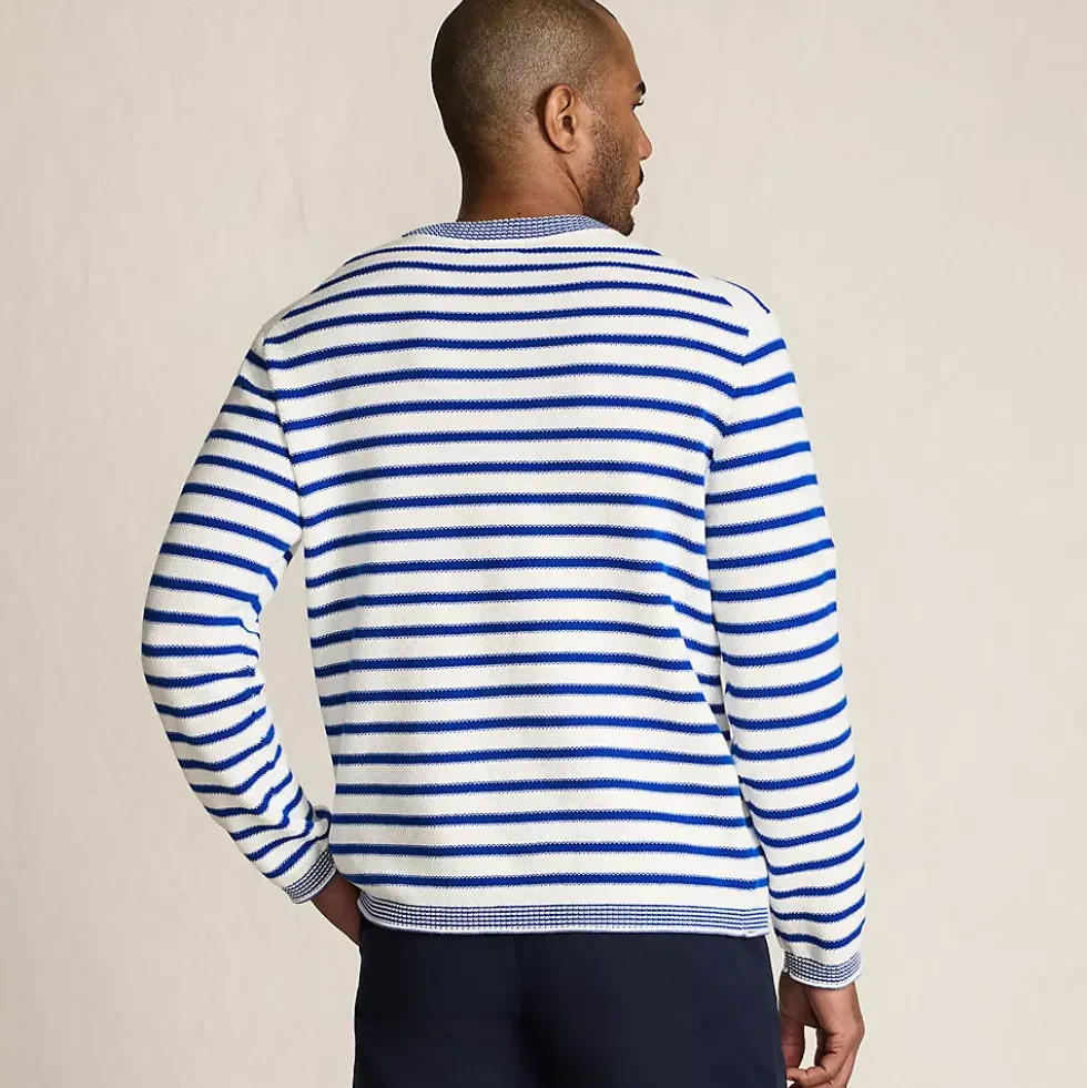 Men's Long Sleeve Textured Cotton Crewneck Sweater