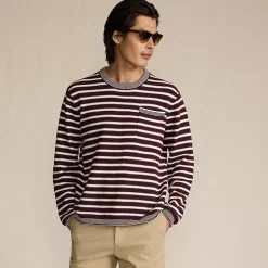 Men's Long Sleeve Textured Cotton Crewneck Sweater