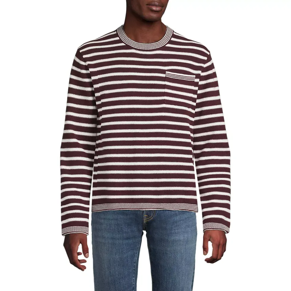 Men's Long Sleeve Textured Cotton Crewneck Sweater