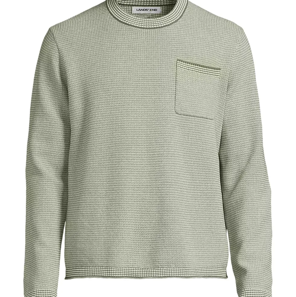Men's Long Sleeve Textured Cotton Crewneck Sweater