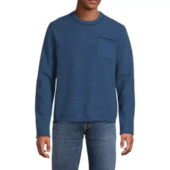 Men's Long Sleeve Textured Cotton Crewneck Sweater
