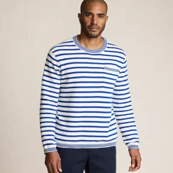 Men's Long Sleeve Textured Cotton Crewneck Sweater