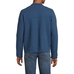 Men's Long Sleeve Textured Cotton Crewneck Sweater