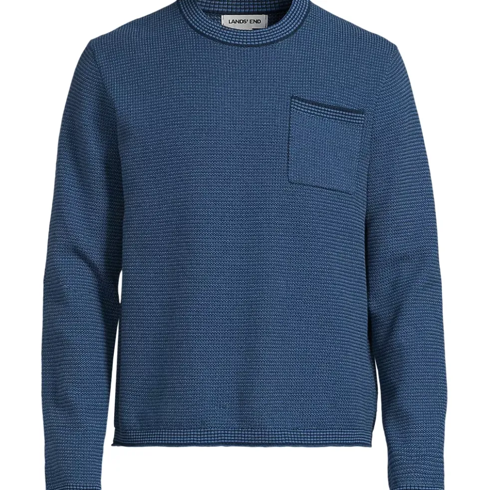 Men's Long Sleeve Textured Cotton Crewneck Sweater