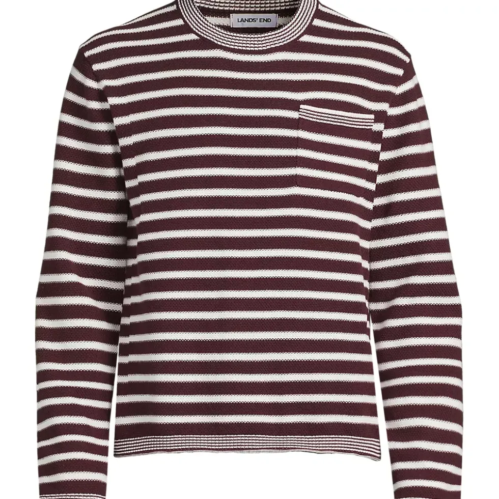 Men's Long Sleeve Textured Cotton Crewneck Sweater