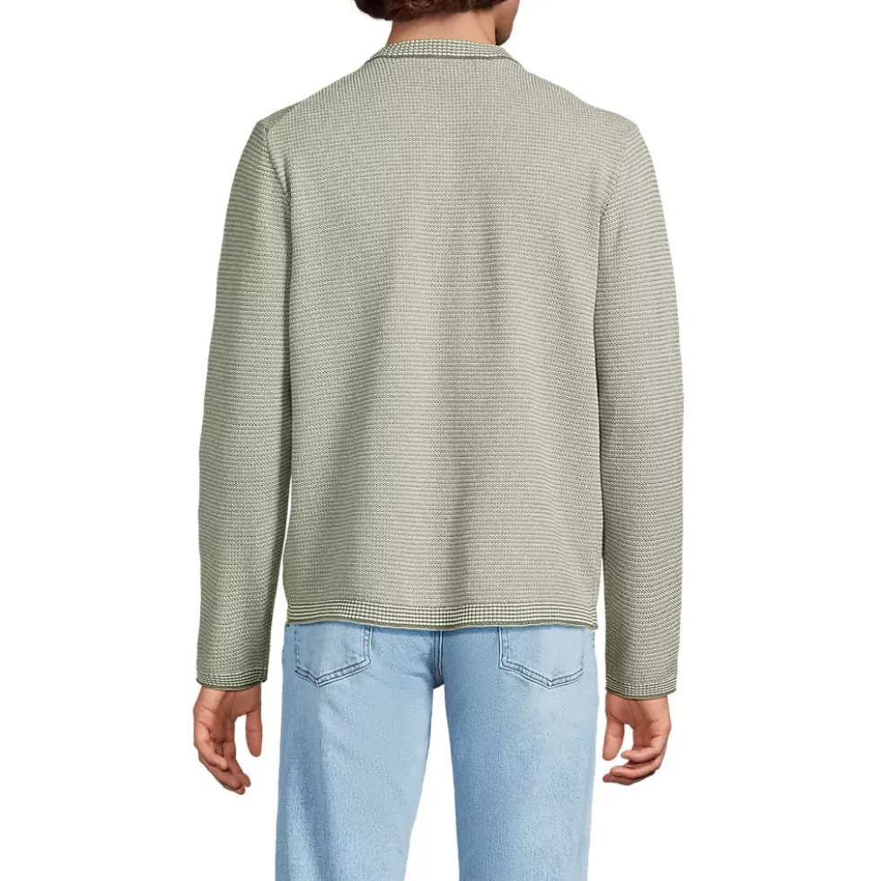 Men's Long Sleeve Textured Cotton Crewneck Sweater