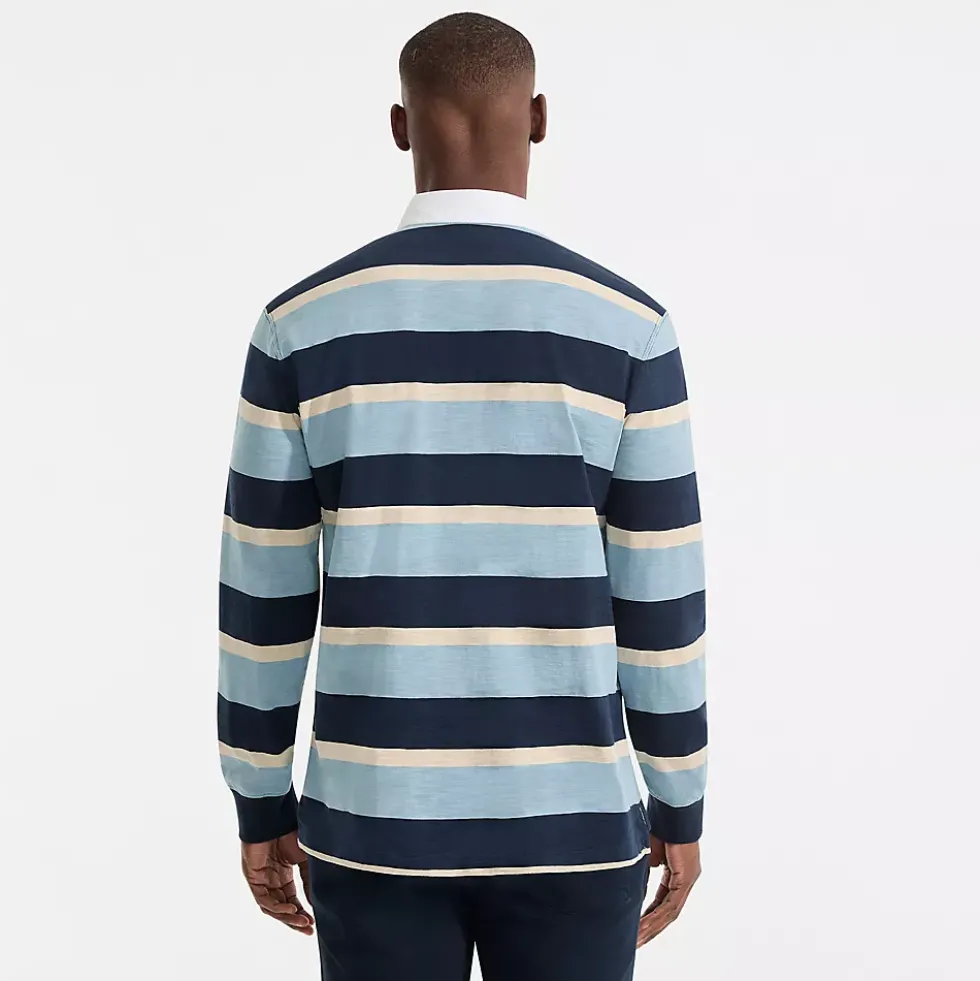 Men's Long Sleeve Textured Rugby Polo
