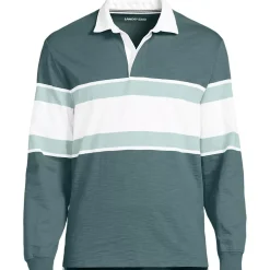 Men's Long Sleeve Textured Rugby Polo