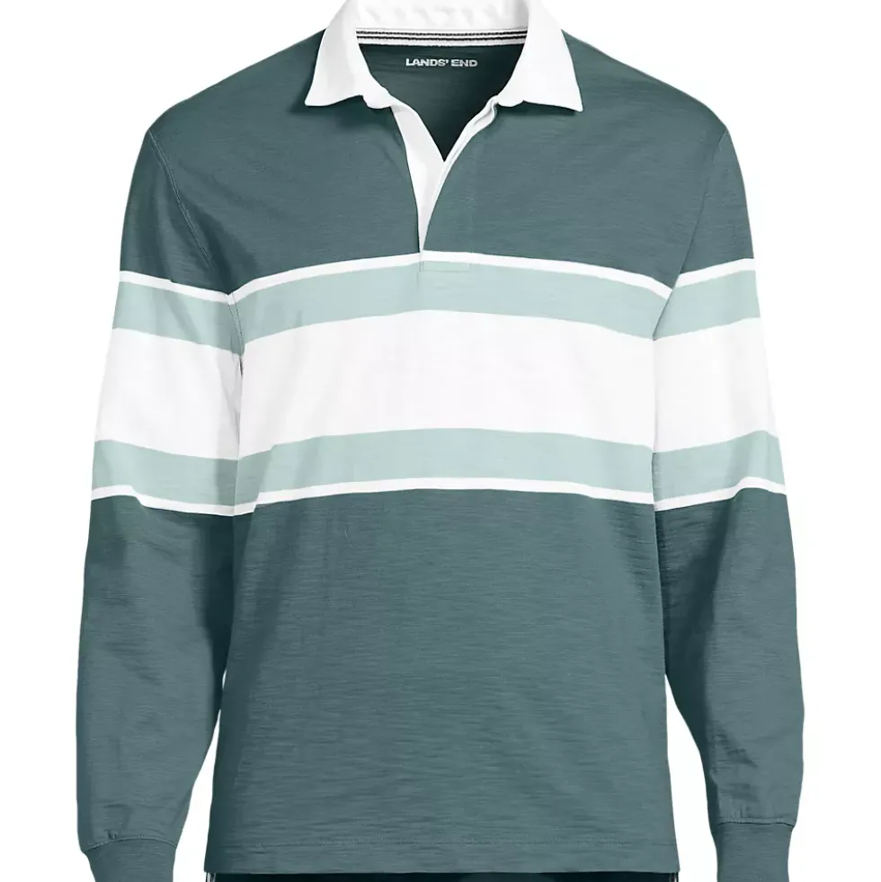 Men's Long Sleeve Textured Rugby Polo