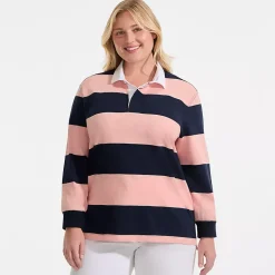 Men's Long Sleeve Textured Rugby Polo