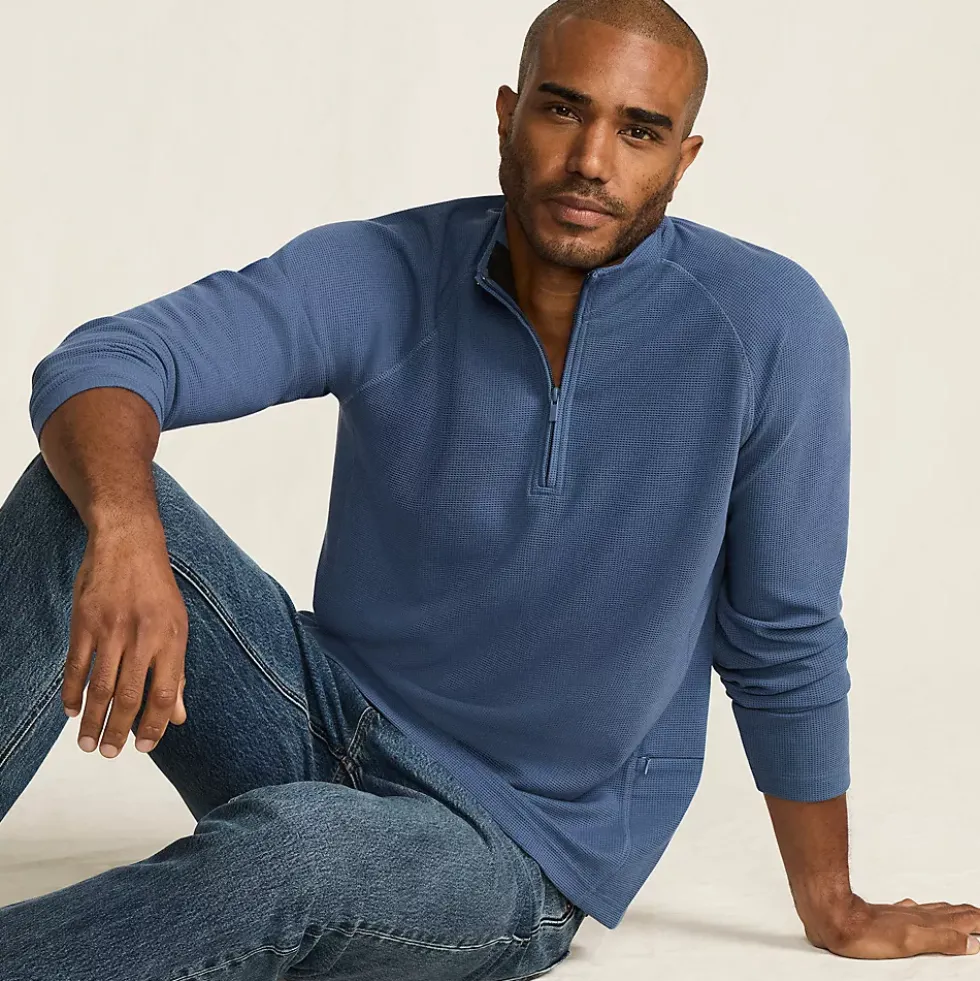 Men's Long Sleeve Waffle Quarter Zip