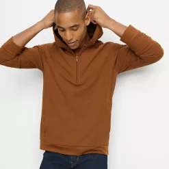 Men's Long Sleeve Waffle Quarter Zip Hoodie