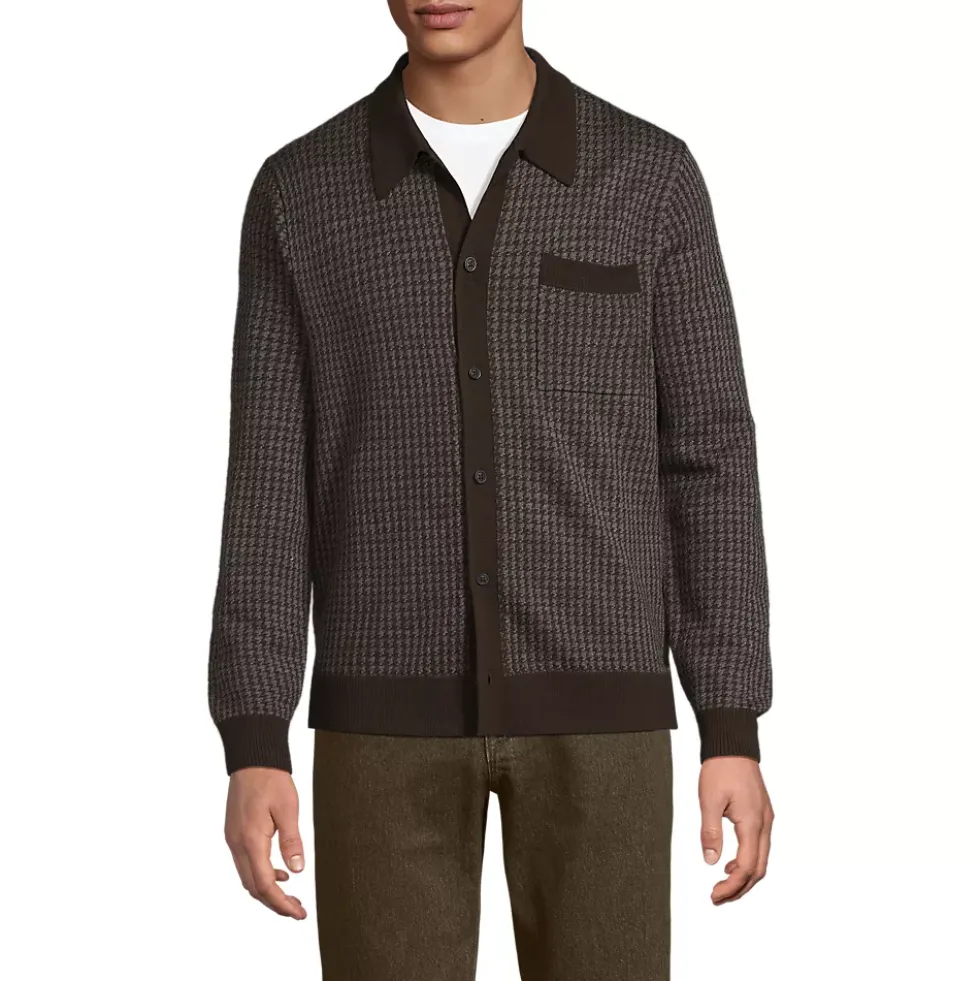 Men's Long Sleeve Washable Merino Button Through Sweater Polo