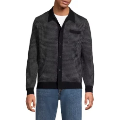 Men's Long Sleeve Washable Merino Button Through Sweater Polo