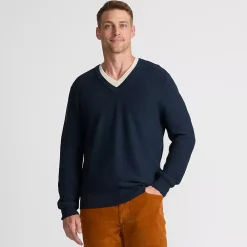 Men's Long Sleeve Washable Merino Wool V Neck Sweater