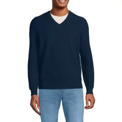 Men's Long Sleeve Washable Merino Wool V Neck Sweater