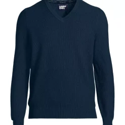 Men's Long Sleeve Washable Merino Wool V Neck Sweater