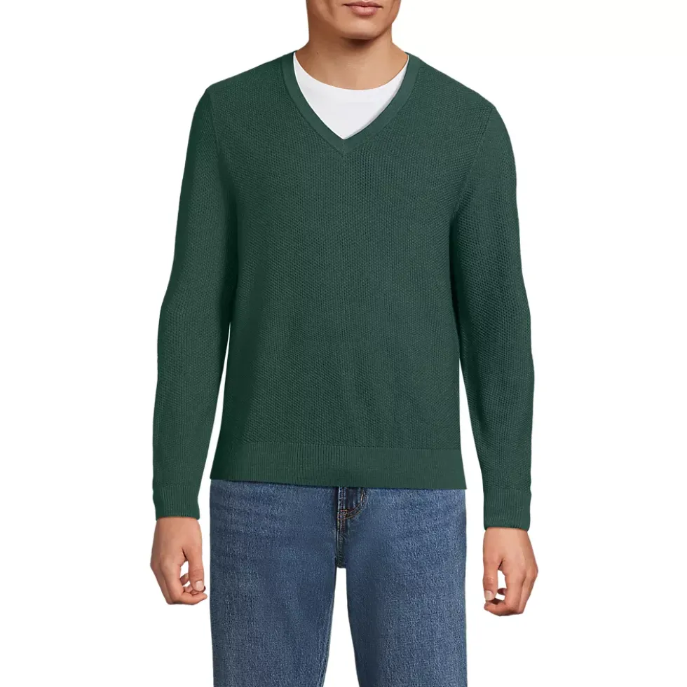 Men's Long Sleeve Washable Merino Wool V Neck Sweater