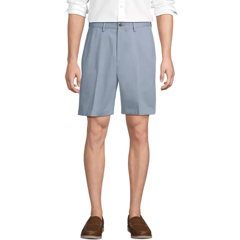 Men's No Iron 9" Comfort Waist Plain Front Chino Short