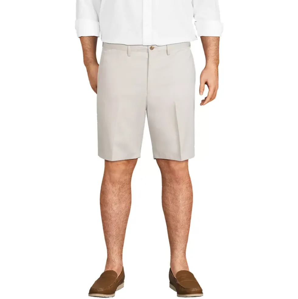 Men's No Iron 9" Comfort Waist Plain Front Chino Short