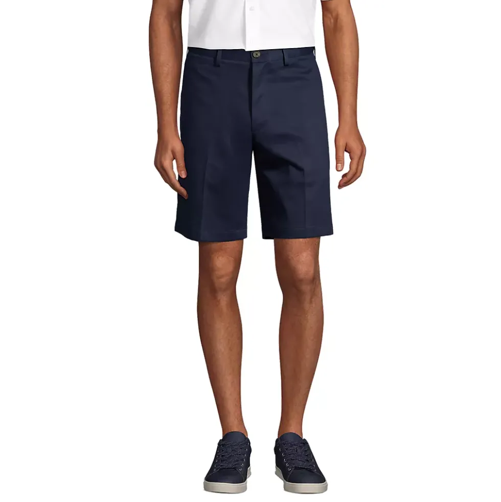 Men's No Iron 9" Comfort Waist Plain Front Chino Short