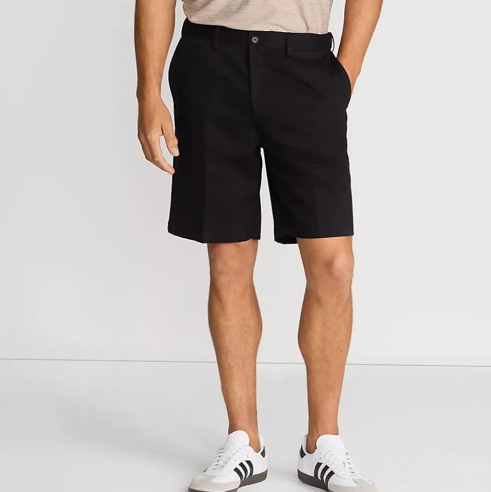 Men's No Iron 9" Comfort Waist Plain Front Chino Short