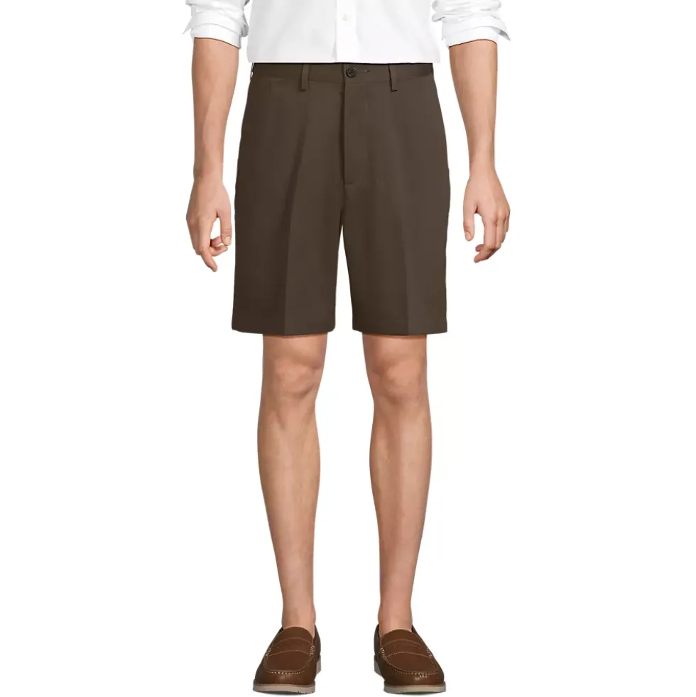Men's No Iron 9" Comfort Waist Plain Front Chino Short