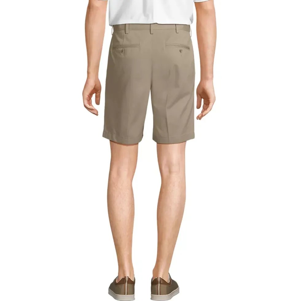Men's No Iron 9" Comfort Waist Plain Front Chino Short