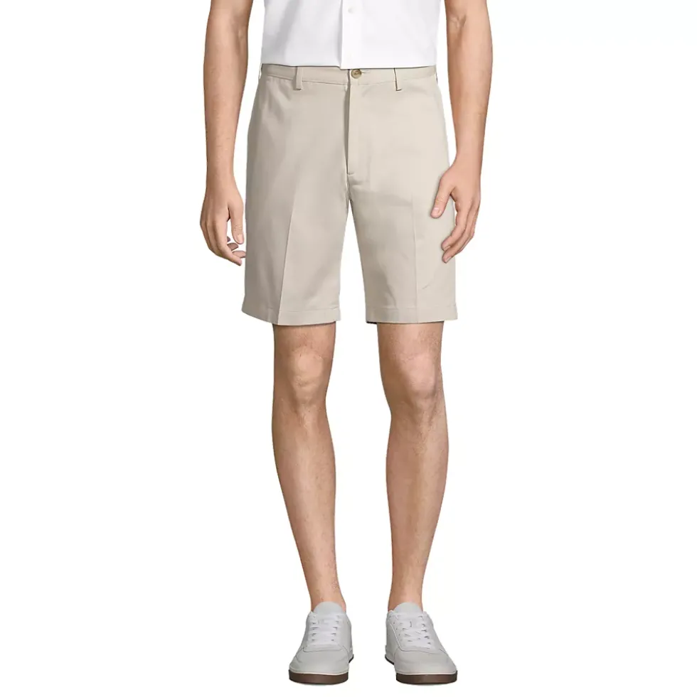 Men's No Iron 9" Comfort Waist Plain Front Chino Short